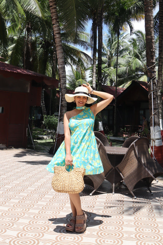 Beachy Barbie Halter One Shoulder dress