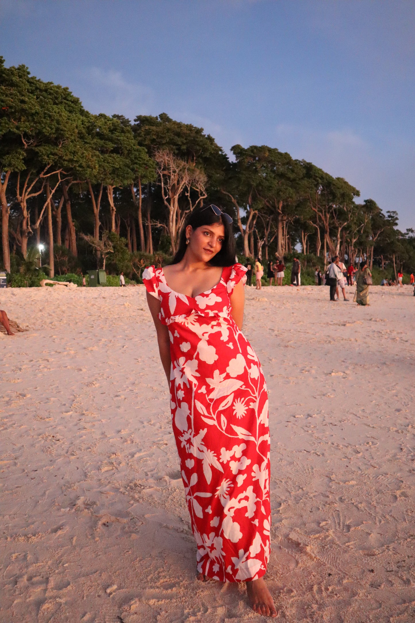 Red White Bright Maxi Dress
